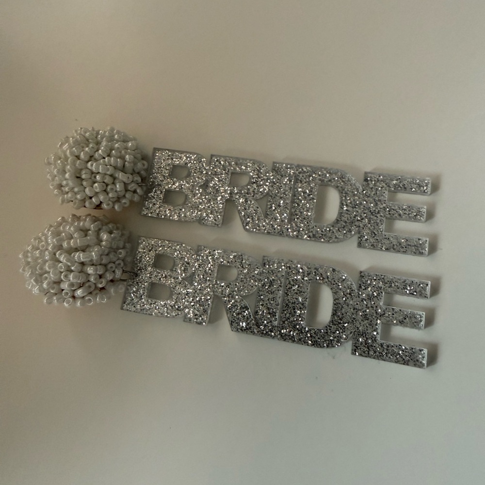 Silver Glitter Bride Earrings